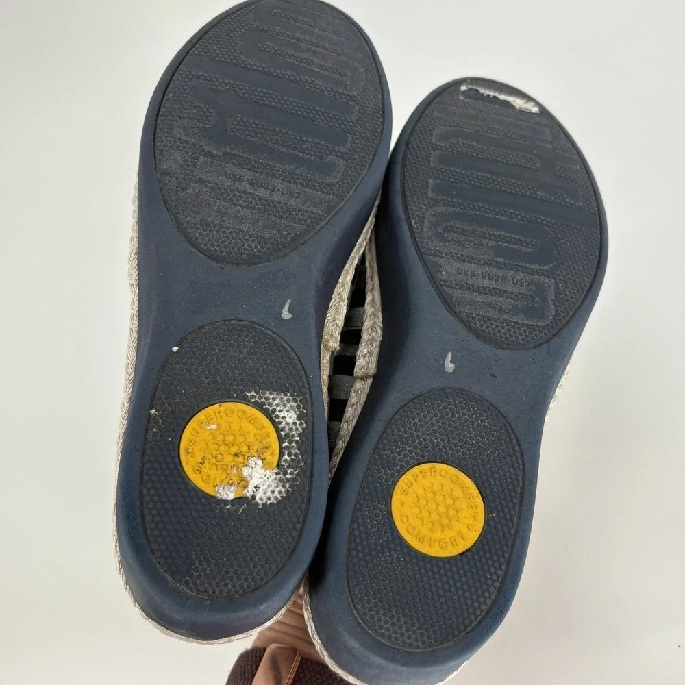 FitFlop Espadrille Shoes Women 7 Blue Silver Dahlia Metallic Stripe